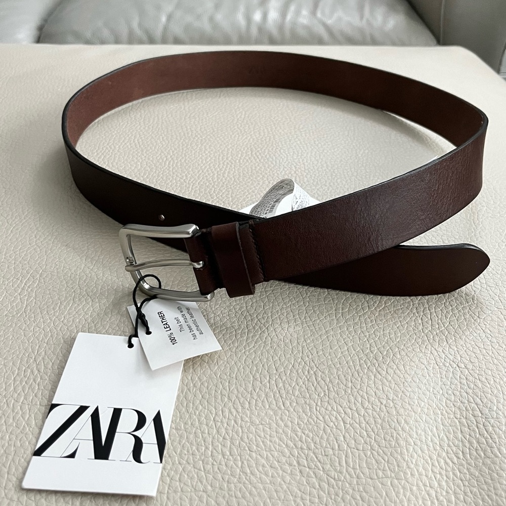 NWT - Zara Men’s Leather Belt Size 40/100cm - Made in Spain